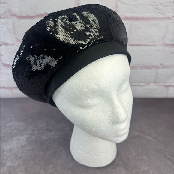 Rare Gucci Sequin Satin Bow Black Beret Cap main image 5